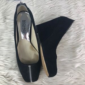 COPY - Michael Kors black suede zip square nose wedges